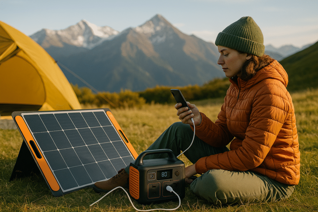 frau mit solarpanels frau mit solarpanels