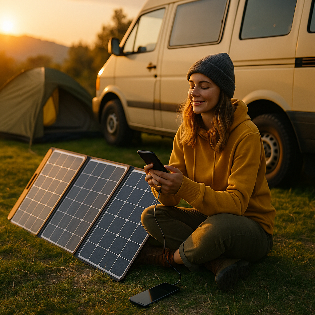 hiker with solarpanels hiker with solarpanels